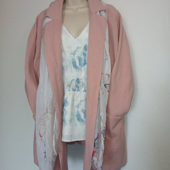 UGC Paprika  Soft Pink Long Sweater Duster with pockets size 24/26 - Picture 3 of 12